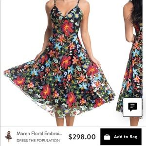 Dress The Population Black Floral dress, size Medium, worn once like new!